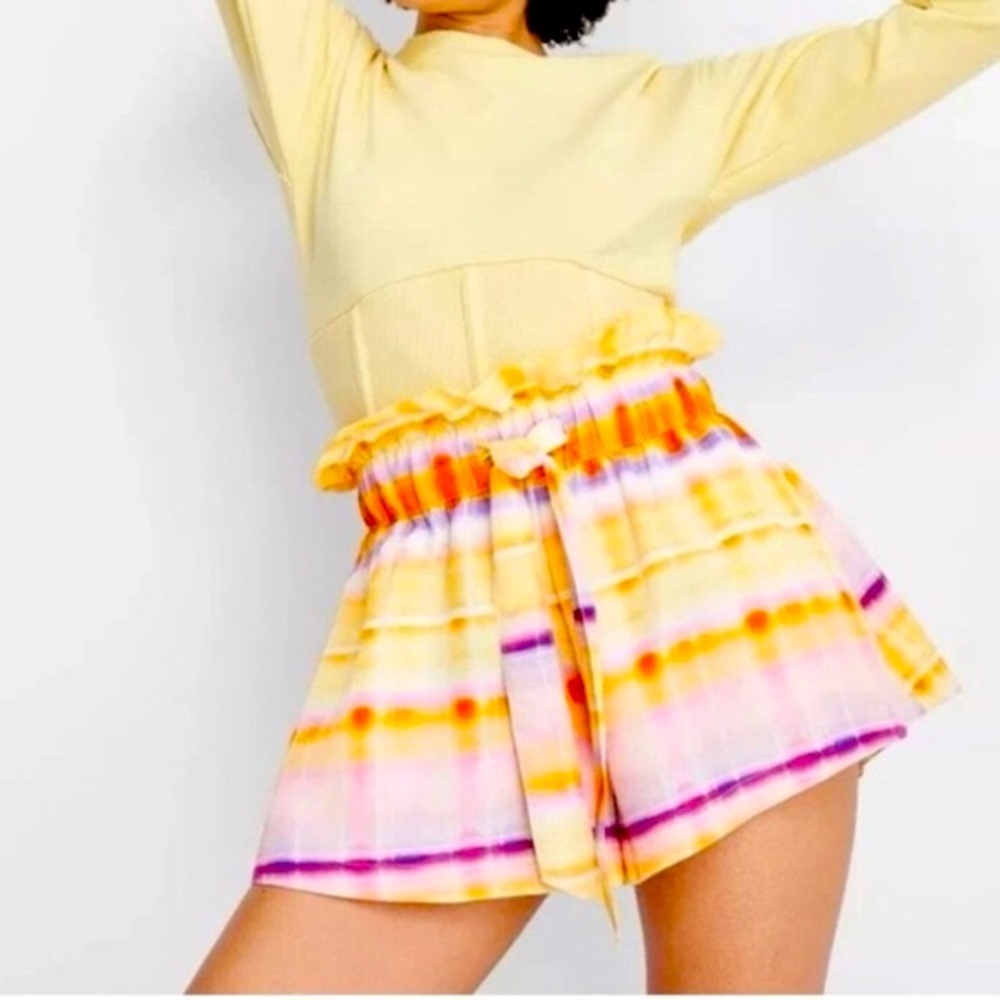 Women's Future Collective Orange Multicolored Belted Shorts Size 2x